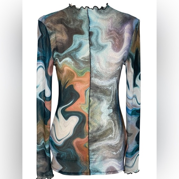 GILDED INTENT‎ | Sheer Marble Mesh Top | Size Medium - Picture 7 of 16